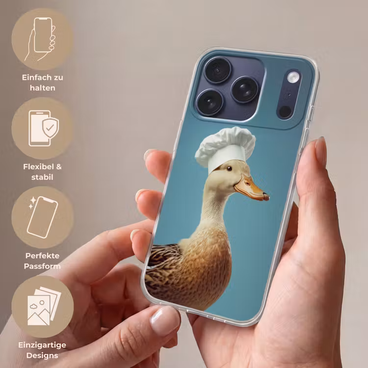 Eend - Koksmuts - Cute - Vogel Telefoonhoesje iPhone 17 Pro klein -sfeer3_DE
