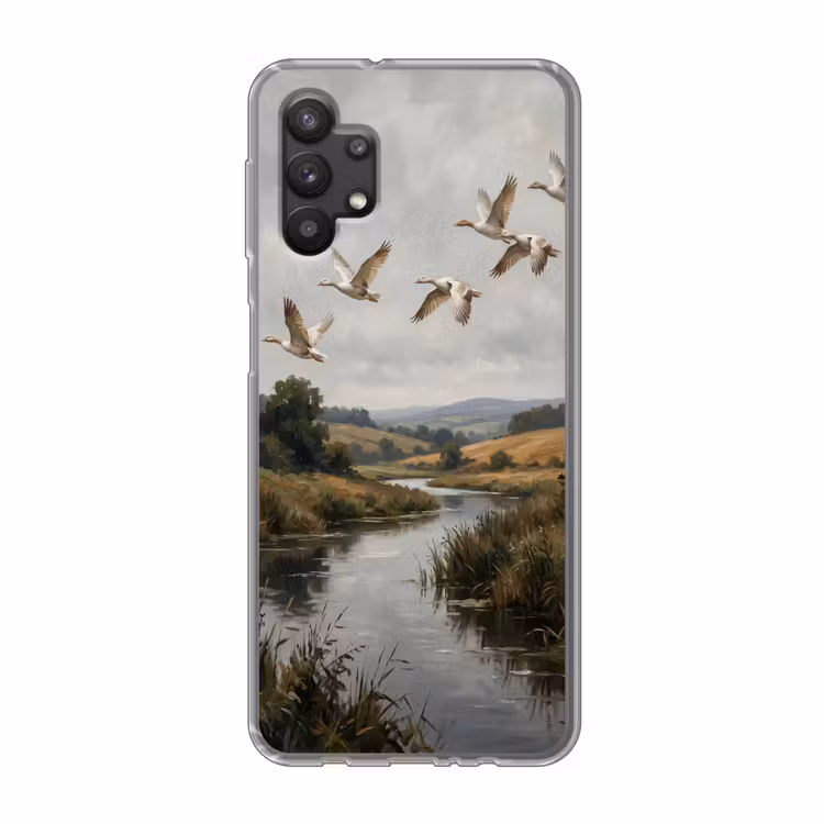 Eenden - Rivier - Landschap - Vlucht - Nostalgisch Telefoonhoesje Samsung Galaxy A32 5G klein -3d