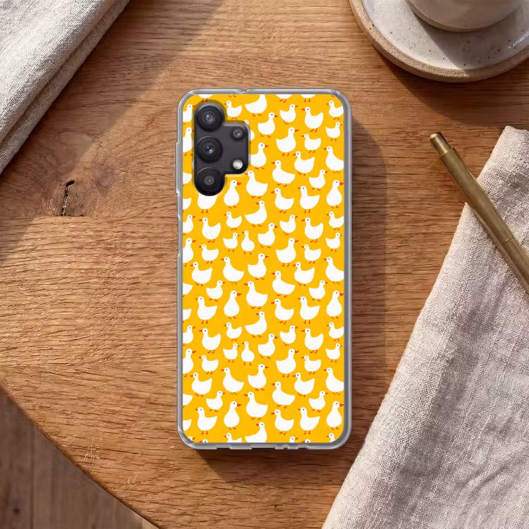 Eendjes - Patroon - Geel Telefoonhoesje Samsung Galaxy A32 5G klein 346 -sfeer1