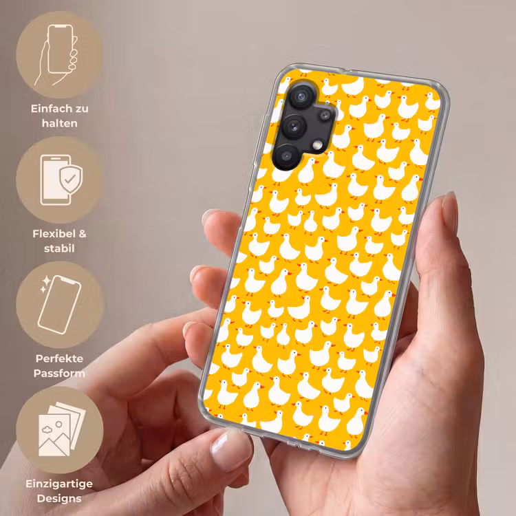 Eendjes - Patroon - Geel Telefoonhoesje Samsung Galaxy A32 5G klein 346 -sfeer3_DE