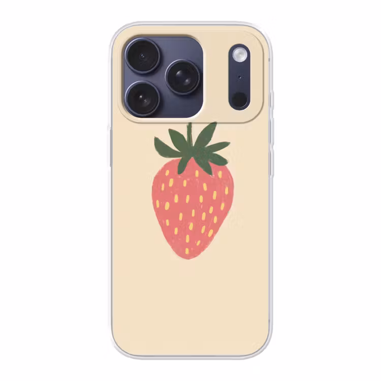Aardbei - Minimalistisch - Rood - Fruit Telefoonhoesje iPhone 17 Pro klein -3d