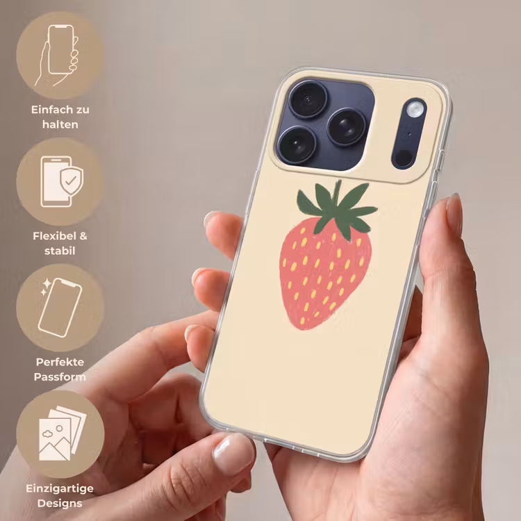 Aardbei - Minimalistisch - Rood - Fruit Telefoonhoesje iPhone 17 Pro klein -sfeer3_DE