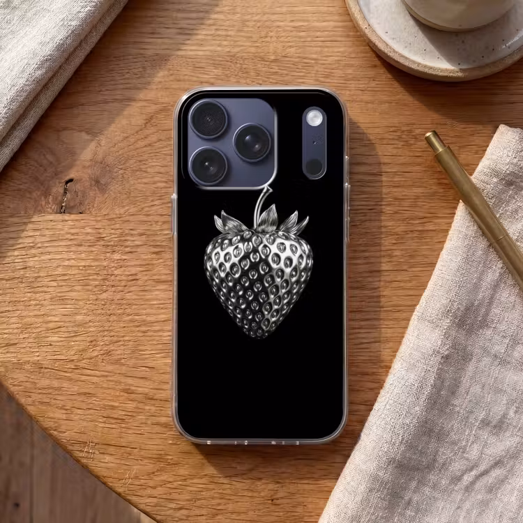 Aardbei - Zaadstructuur - Realistisch Telefoonhoesje iPhone 17 Pro klein -sfeer1