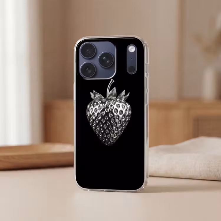 Aardbei - Zaadstructuur - Realistisch Telefoonhoesje iPhone 17 Pro klein -sfeer2