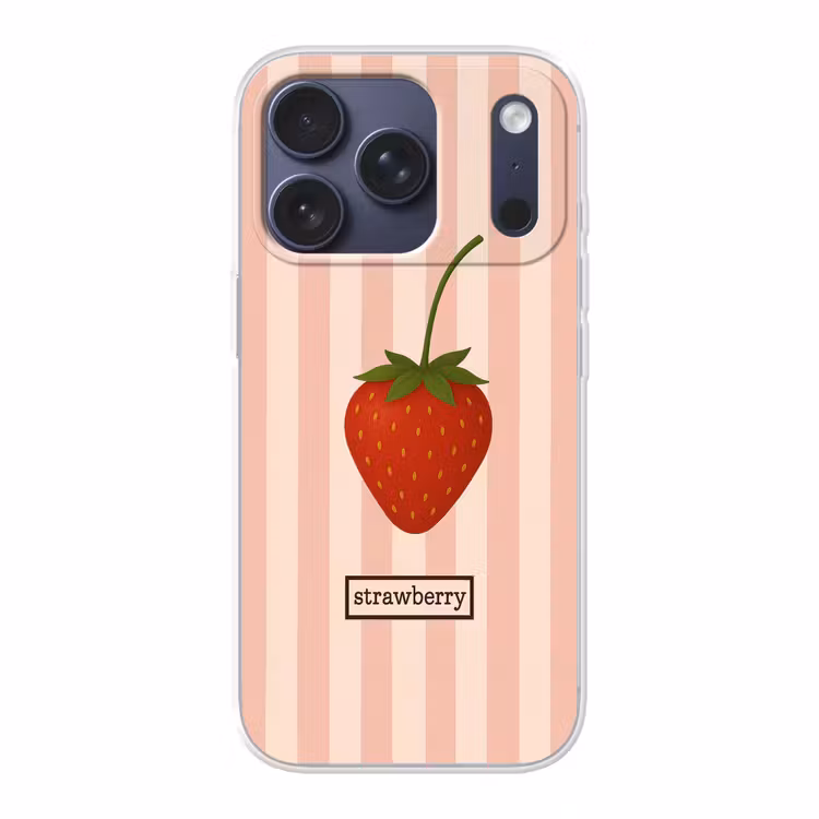 Aardbei - Strepen - Minimalistisch - Rood Telefoonhoesje iPhone 17 Pro klein -3d
