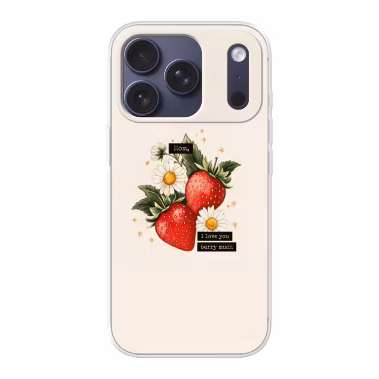 Aardbeien - Madeliefjes - Quote - Sterretjes Telefoonhoesje iPhone 17 Pro klein -3d