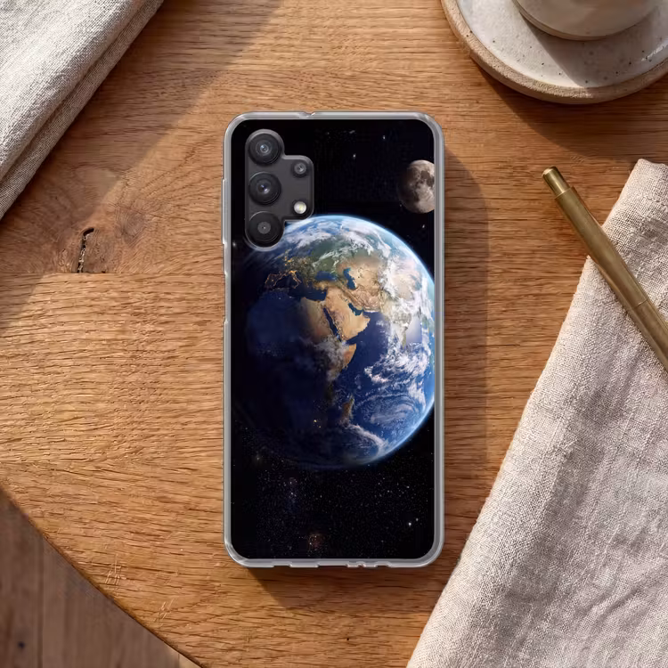 Aarde - Ruimte - Blauw - Groen Telefoonhoesje Samsung Galaxy A32 5G klein -sfeer1