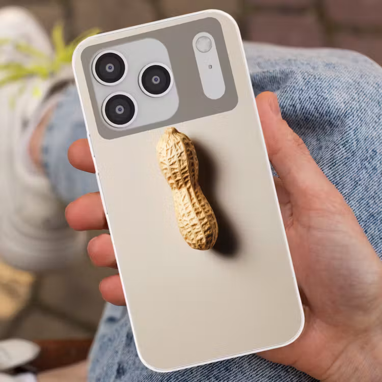 Pinda - Ruw - Beige Telefoonhoesje iPhone 17 Pro klein -sfeer2