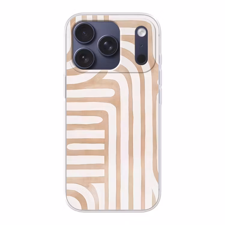 Aardetinten - Labyrintpatroon Telefoonhoesje iPhone 17 Pro klein -3d