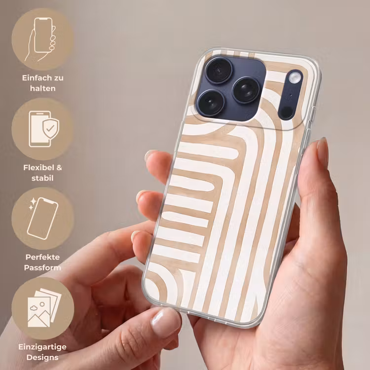 Aardetinten - Labyrintpatroon Telefoonhoesje iPhone 17 Pro klein -sfeer3_DE
