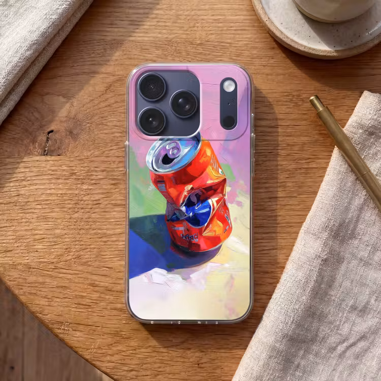 Frisdrank - Blik - Paars Telefoonhoesje iPhone 17 Pro klein -sfeer1