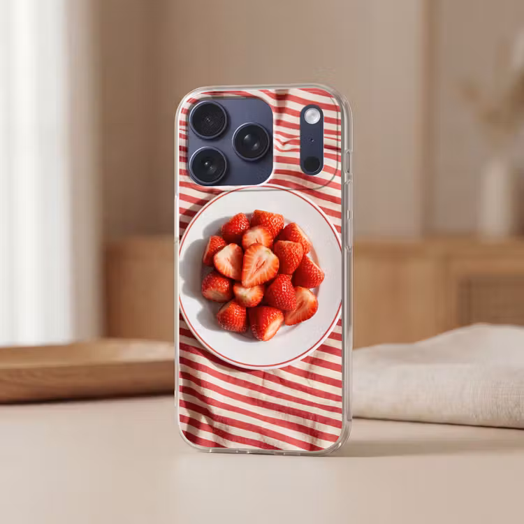 Eten - Aardbeien - Fruit - Zomer - Rood Telefoonhoesje iPhone 17 Pro klein -sfeer2