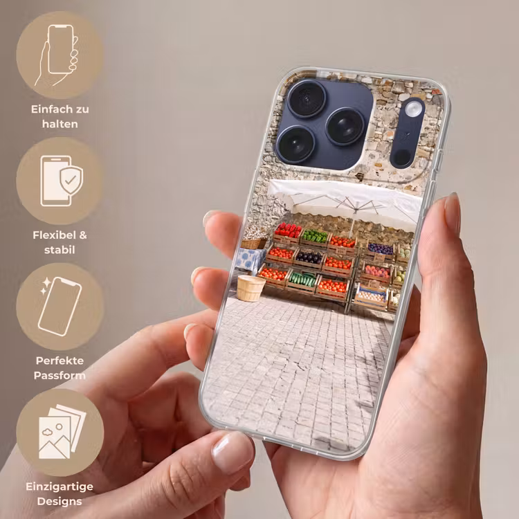 Handyhülle - Essen – Markt – Frisch - Eten - Markt - Vers Telefoonhoesje iPhone 17 Pro klein