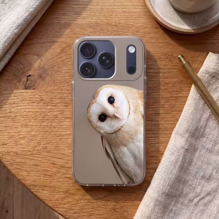 Uil - Bruin - Wit Telefoonhoesje iPhone 17 Pro klein -sfeer1
