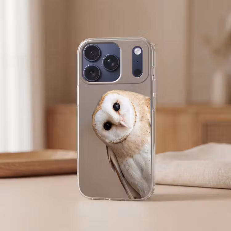 Uil - Bruin - Wit Telefoonhoesje iPhone 17 Pro klein -sfeer2