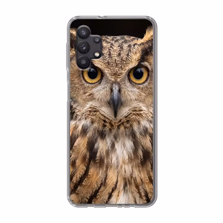 Oehoe - Uil - Portret - Bruin Telefoonhoesje Samsung Galaxy A32 5G klein -3d