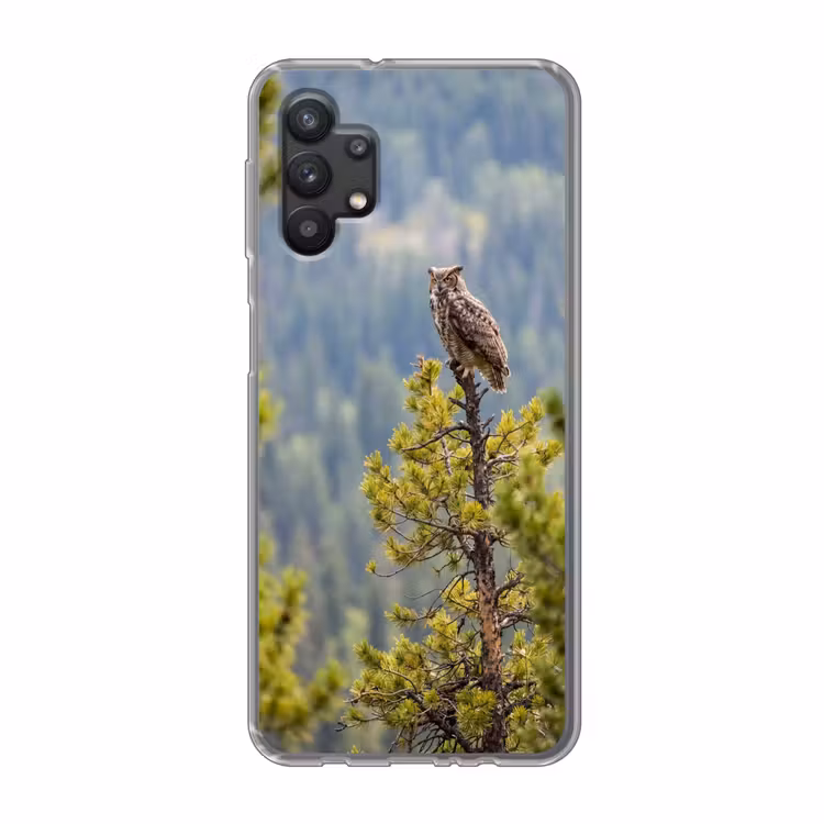 Uil - Oehoe - Bomen - Natuur Telefoonhoesje Samsung Galaxy A32 5G klein -3d