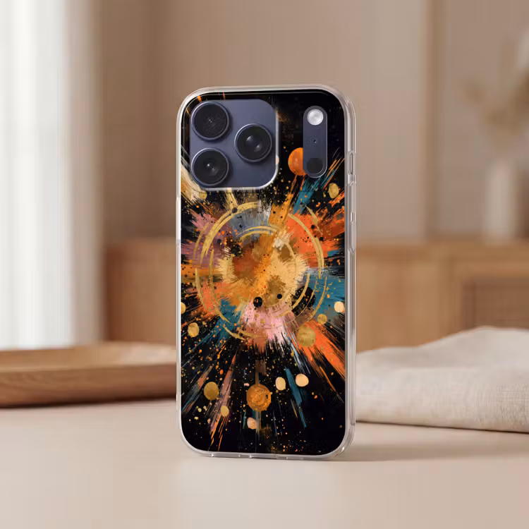 Explosie - Verfstructuur - Goud - Abstract Telefoonhoesje iPhone 17 Pro klein -sfeer2
