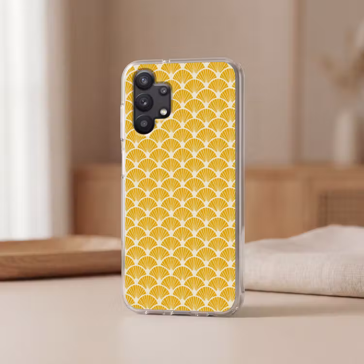 Waaiers - Art Deco - Retro - Okergeel Telefoonhoesje Samsung Galaxy A32 5G klein 346 -sfeer2