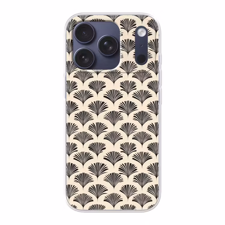 Waaiers - Botanisch - Zwart - Beige Telefoonhoesje iPhone 17 Pro klein 878 -3d