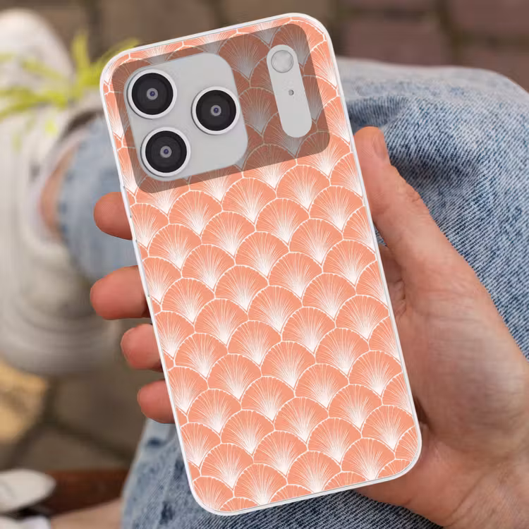 Waaier - Motief - Zalmroze Telefoonhoesje iPhone 17 Pro klein 878 -sfeer2