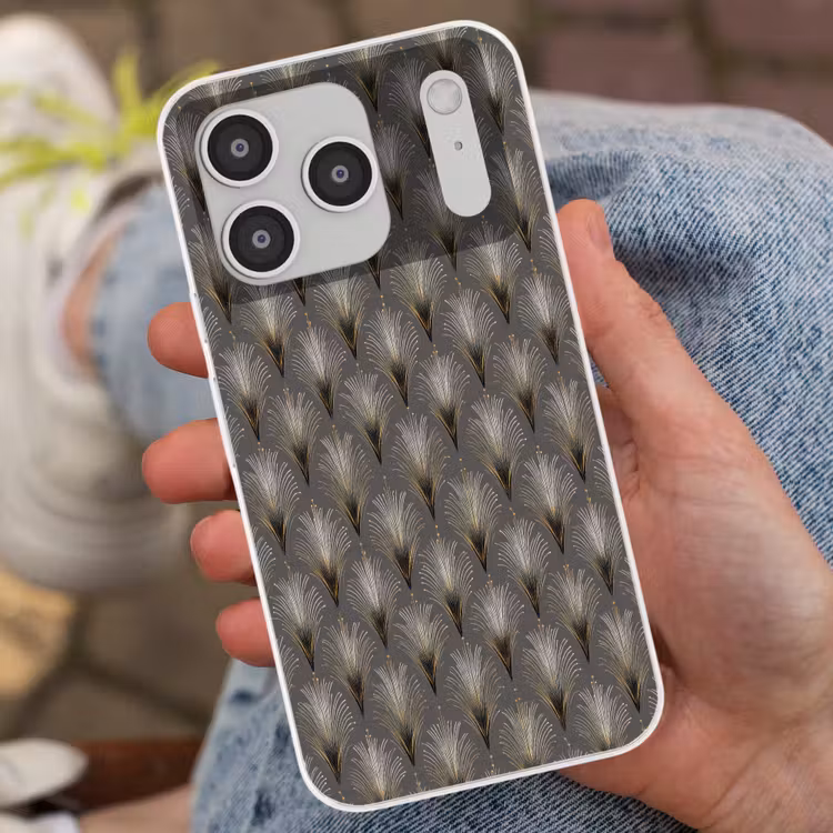 Waaierstralen - Goud - Antraciet Telefoonhoesje iPhone 17 Pro klein 878 -sfeer2