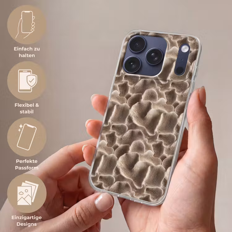 Waaiervorm - Beige - Vezel textuur Telefoonhoesje iPhone 17 Pro klein 878 -sfeer3_DE