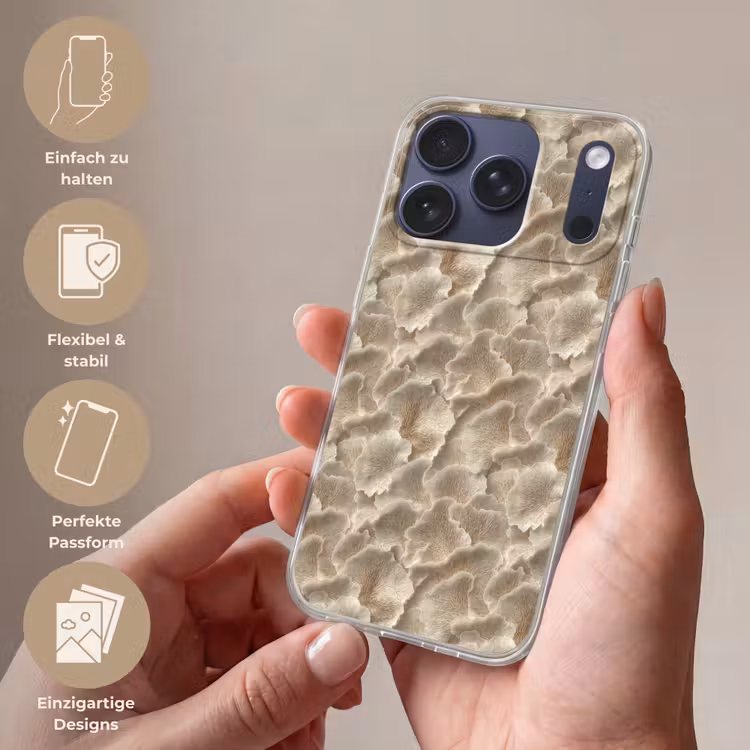 Waaierstructuren - Beige - Vezeltextuur Telefoonhoesje iPhone 17 Pro klein 878 -sfeer3_DE