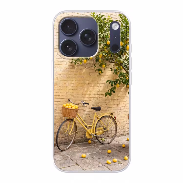 Fiets - Mand - Eten - Geel - Zomer Telefoonhoesje iPhone 17 Pro klein -3d