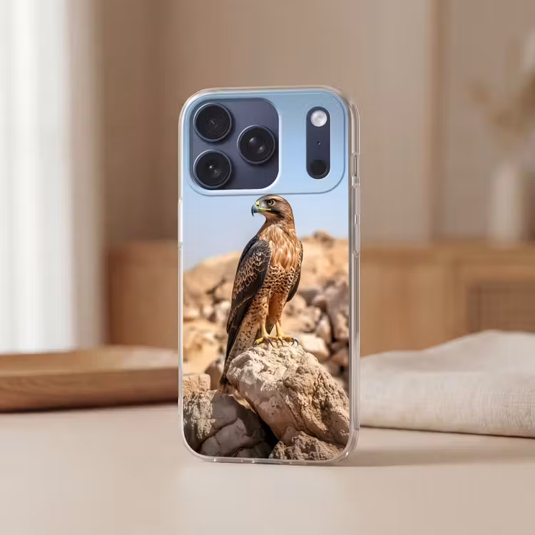 Valk - Vogel - Rots - Macht Telefoonhoesje iPhone 17 Pro klein -sfeer2