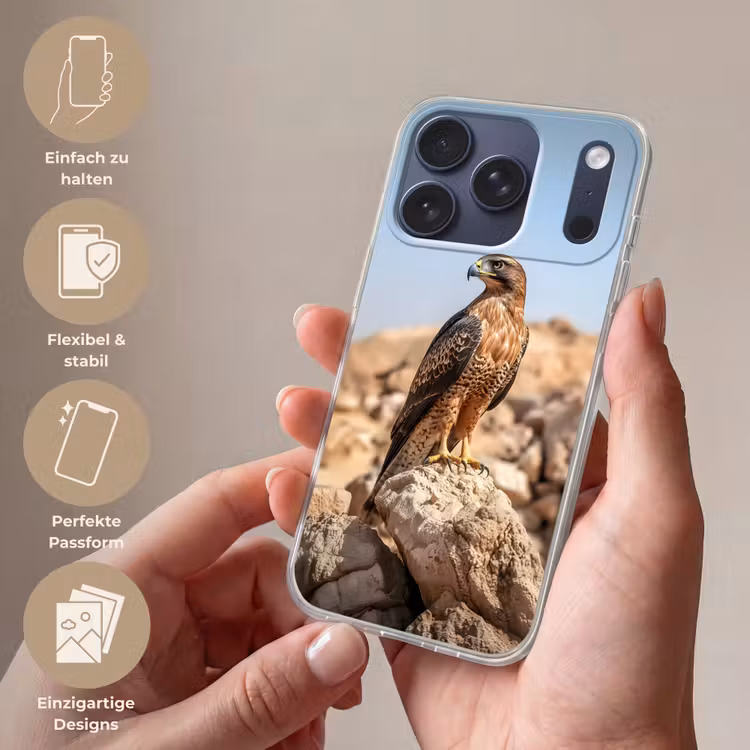 Valk - Vogel - Rots - Macht Telefoonhoesje iPhone 17 Pro klein -sfeer3_DE
