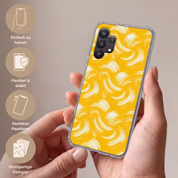Verfstreken - Abstract - Dynamisch - Geel Telefoonhoesje Samsung Galaxy A32 5G klein 346 -sfeer3_DE