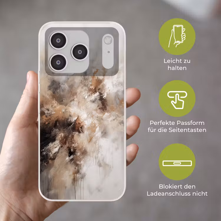 Verf - Abstract - Beige - Kunst Telefoonhoesje iPhone 17 Pro klein -sfeer3_DE