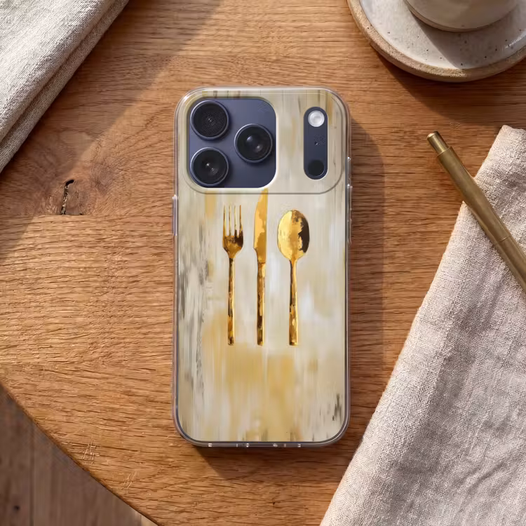 Verf - Goud - Bestek Telefoonhoesje iPhone 17 Pro klein -sfeer1