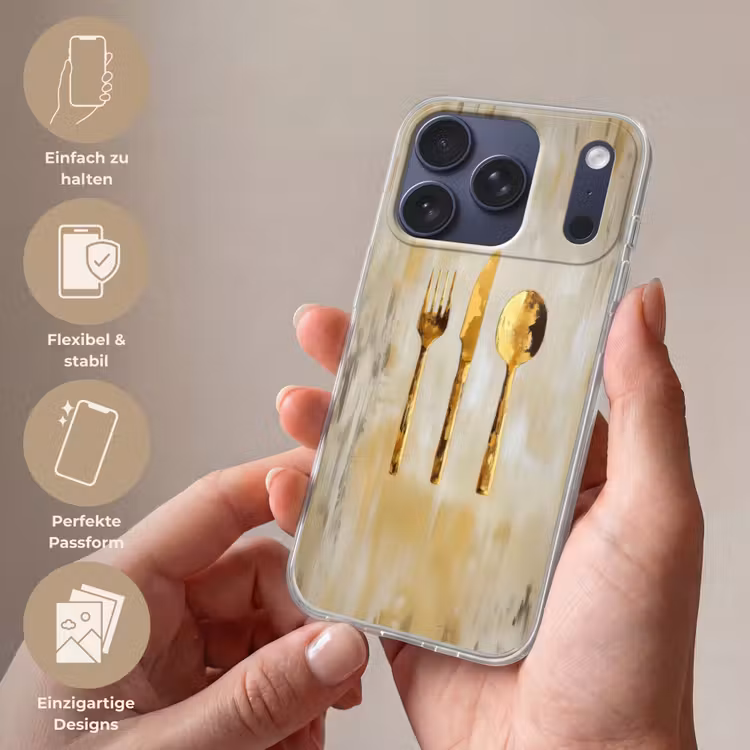 Verf - Goud - Bestek Telefoonhoesje iPhone 17 Pro klein -sfeer3_DE