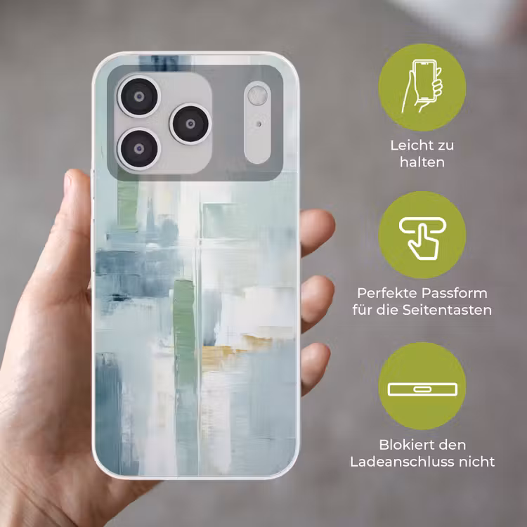 Verf - Moderne kunst - Abstract - Grijs Telefoonhoesje iPhone 17 Pro klein -sfeer3_DE