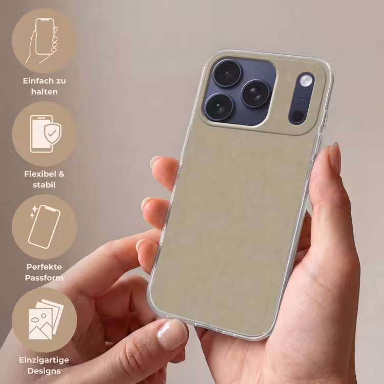 Taupekleur - Gewolkt textuur - Natuurlijk Telefoonhoesje iPhone 17 Pro klein 878 -sfeer3_DE