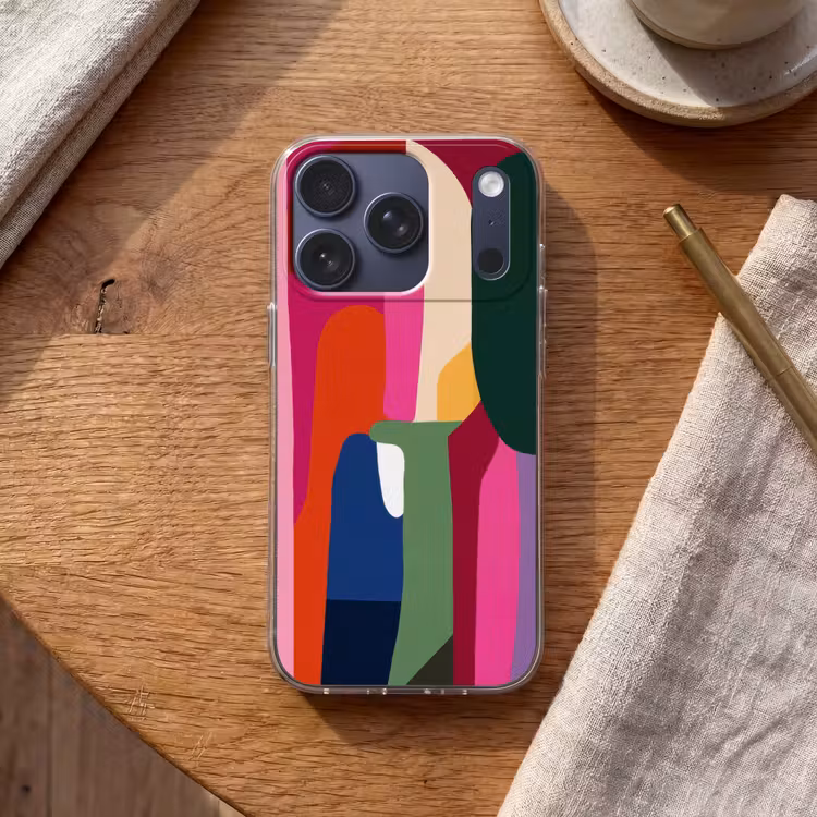 Kleurvakken - Recht - Rond - Abstract Telefoonhoesje iPhone 17 Pro klein -sfeer1