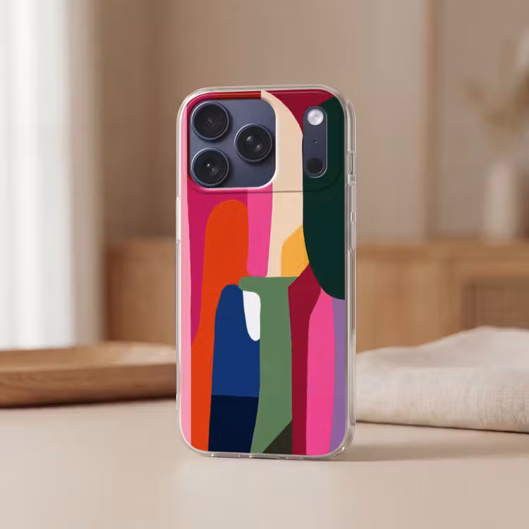 Kleurvakken - Recht - Rond - Abstract Telefoonhoesje iPhone 17 Pro klein -sfeer2