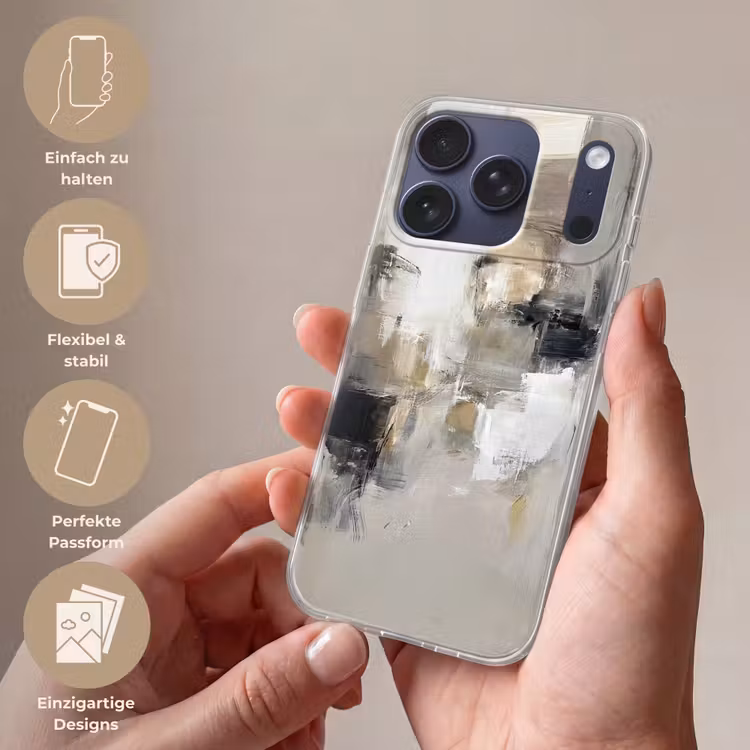 Kleurenpalet - Penseelstreken - Beige - Nevelig Telefoonhoesje iPhone 17 Pro klein -sfeer3_DE