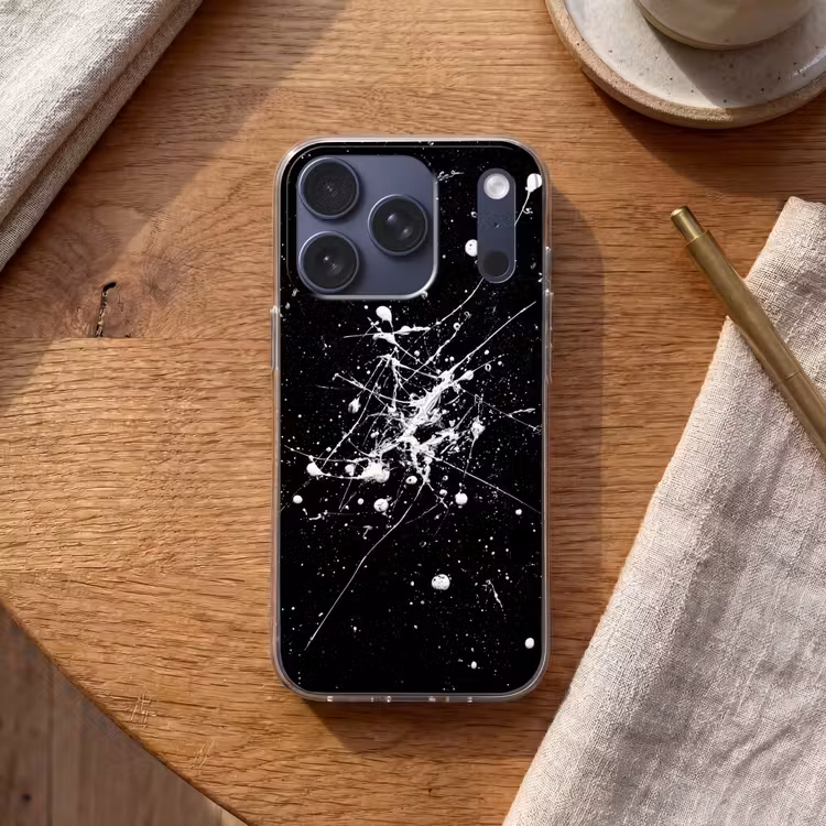 Verfspatten - Wit - Abstract - Explosie Telefoonhoesje iPhone 17 Pro klein -sfeer1