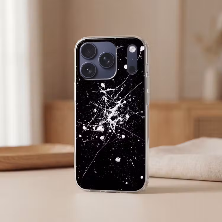 Verfspatten - Wit - Abstract - Explosie Telefoonhoesje iPhone 17 Pro klein -sfeer2