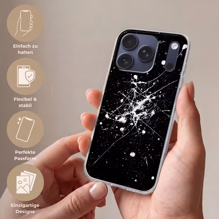 Verfspatten - Wit - Abstract - Explosie Telefoonhoesje iPhone 17 Pro klein -sfeer3_DE