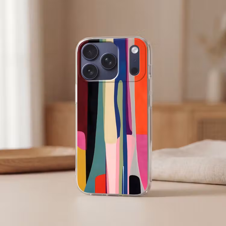 Kleurbanen - Verticaal - Kleurrijk Telefoonhoesje iPhone 17 Pro klein -sfeer2