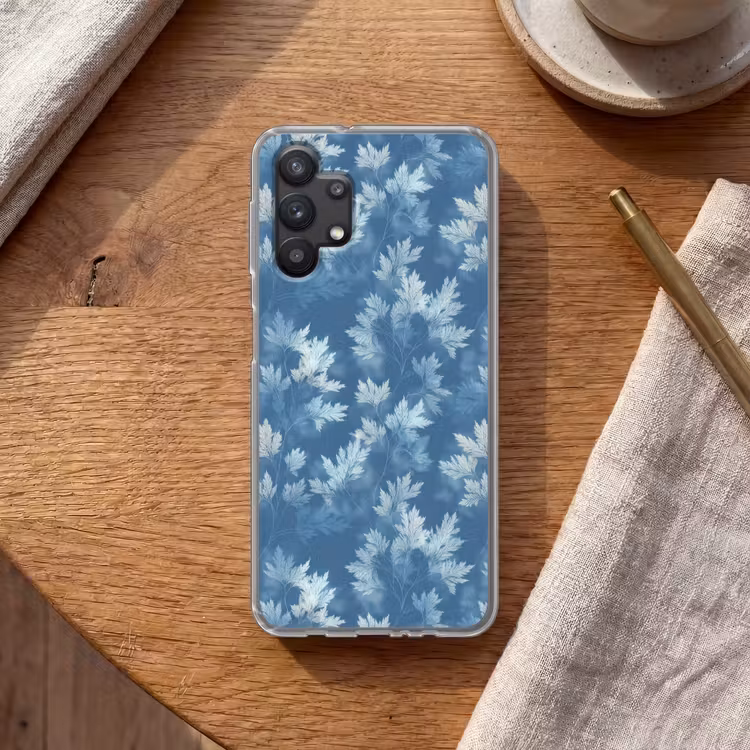 Varen - Botanisch - Patroon - Grijsblauw Telefoonhoesje Samsung Galaxy A32 5G klein 346 -sfeer1