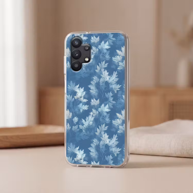 Varen - Botanisch - Patroon - Grijsblauw Telefoonhoesje Samsung Galaxy A32 5G klein 346 -sfeer2