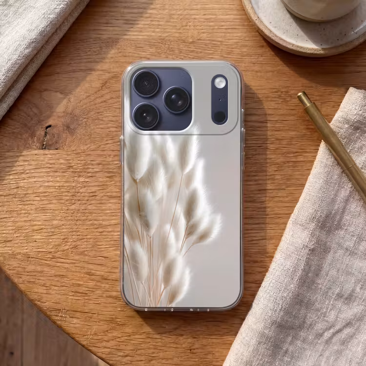 Pluimen - Beige - Minimalistisch Telefoonhoesje iPhone 17 Pro klein -sfeer1