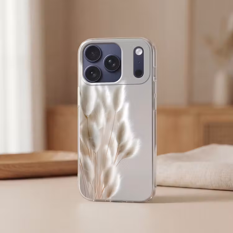Pluimen - Beige - Minimalistisch Telefoonhoesje iPhone 17 Pro klein -sfeer2