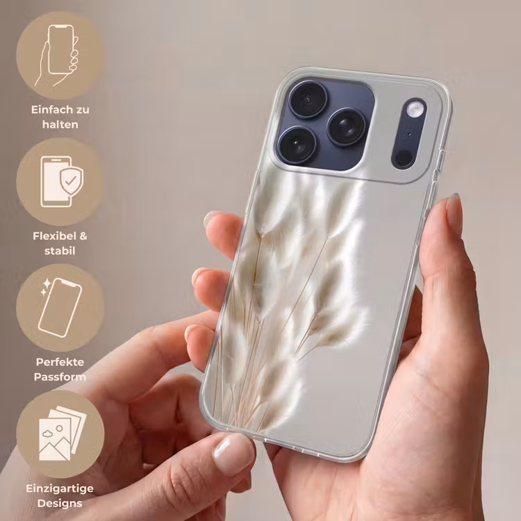 Pluimen - Beige - Minimalistisch Telefoonhoesje iPhone 17 Pro klein -sfeer3_DE