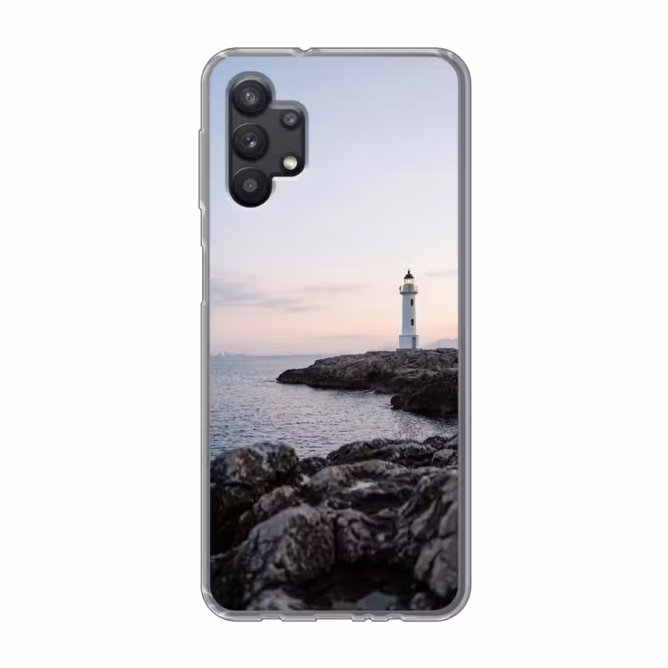 Rotsen - Vuurtoren - Wit Telefoonhoesje Samsung Galaxy A32 5G klein -3d